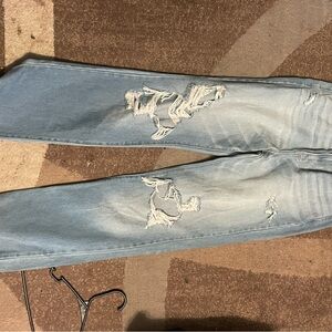 Fashion Nova Light Blue Distressed Skinny Jeans
